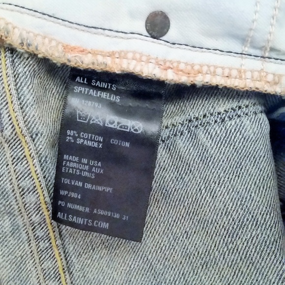 AllSaints Distressed  Tolvan Drainpipe Jeans Denim - Picture 8 of 8